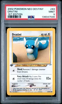 2002 POKEMON NEO DESTINY 1ST EDITION #63 DRATINI PSA 9 - Image 1