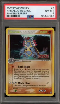 Pokemon Armaldo EX Power Keepers Reverse Holo Rare #3 PSA 8 - Image 1