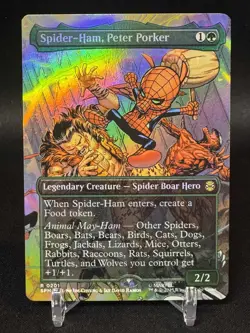 🌈 Spider-Ham, Peter Porker (Borderless FOIL) 201 MTG Marvel's Spider-Man NM/M - Image 1
