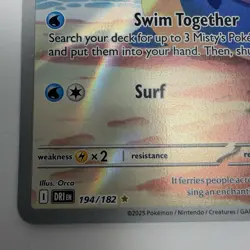 Pokemon Misty's Lapras Holo Illustration Rare Card 194/182 SV10 Destined Rivals - Image 5