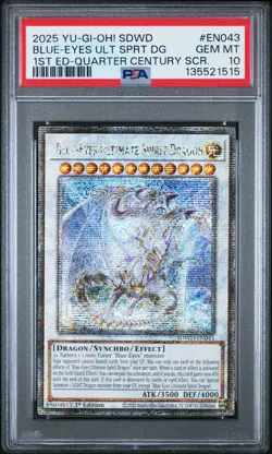 2025 YU-GI-OH 1ST EDITION-QC SECRET RARE BLUE-EYES ULTIMATE SPIRIT DRAGON PSA 10 - Image 1