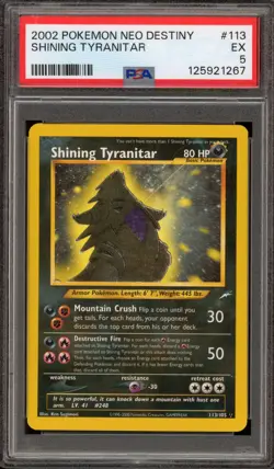 Pokemon Shining Tyranitar Neo Destiny Unlimited Holo Secret Rare #113 PSA 5 - Image 1