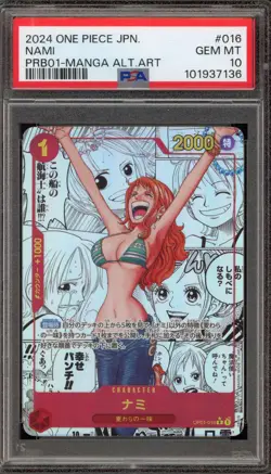 One Piece CCG Nami PRB01 Japanese Manga Alternate Art OP01-016 PSA 10 Gem Mint - Image 1
