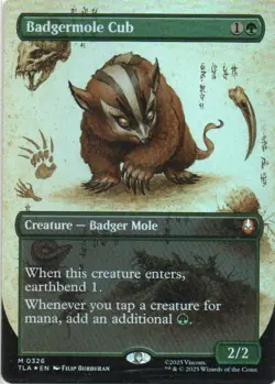 MTG: Avatar: The Last Airbender: Foil Borderless Badgermole Cub: LP Condition - Image 1