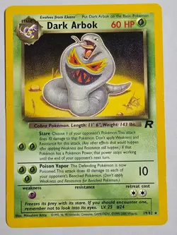 Pokemon TCG Dark Arbok 19/82 Team Rocket W Stamp Promo WOTC Holo Rare - HP - Image 1