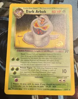 Dark Arbok 19/82 W Stamp Team Rocket 2000 WOTC Vintage Pokemon Card NM/LP - Image 2