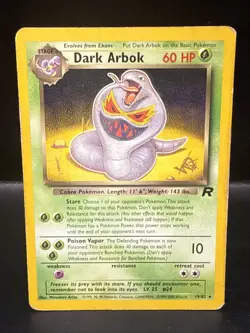 Pokemon TCG Dark Arbok 19/82 Team Rocket W Stamp Promo WOTC Holo Rare Vintage - Image 1