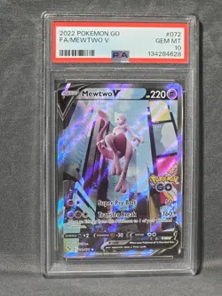 Pokemon Go Mewtwo v Alternate Full Art Holo Card 072/078 PSA 10 - Image 1