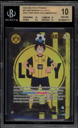One Piece CCG Monkey.D.Luffy BVB X One Piece Collaboration Promo ST13-003 BGS 10 - Image 1