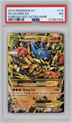 Mega M Lucario EX (Secret) 113/111 XY-Furious Fists Holo Pokemon PSA 7 - Image 1