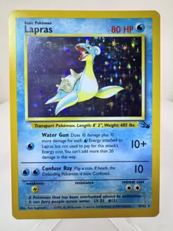 Lapras Fossil Set 10/62 Unlimited Holo Rare WOTC Vintage Pokemon TCG - NM - Image 2