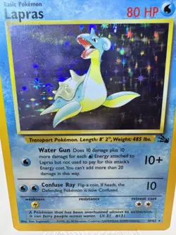 Lapras Fossil Set 10/62 Unlimited Holo Rare WOTC Vintage Pokemon TCG - NM - Image 3