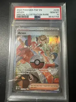 2024 PSA 10 Arven #235 Special Illustration Rare Pokemon TCG Paldean Fates - Image 1