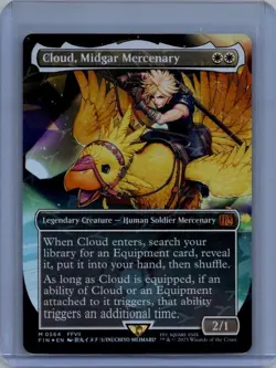 Cloud, Midgar Mercenary Borderless Chocobo Track Foil Final Fantasy MTG - Image 1