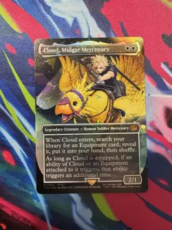 Cloud, Midgar Mercenary (Borderless Chocobo Track Foil) Final Fantasy MTG Magic - Image 1
