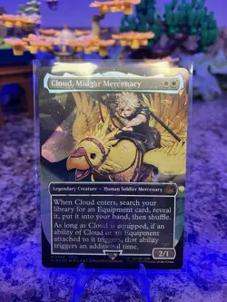 MTG Final Fantasy Cloud, Midgar Mercenary Borderless Chocobo Track Foil - Image 1
