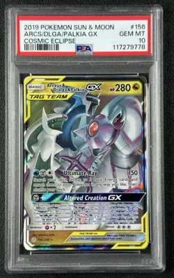 ARCEUS DIALGA PALKIA GX TAG TEAM PSA 10 2019 POKEMON SUN MOON COSMIC ECLIPSE 156 - Image 1