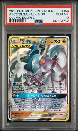 3742 Arceus Dialga Palkia GX 2019 Pokemon Sun Moon Cosmic Eclipse #156 PSA 10 - Image 1