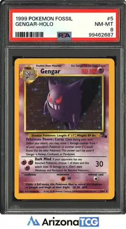 Pokemon 1999 Gengar 5/62 Holo Fossil PSA 8 - Image 1