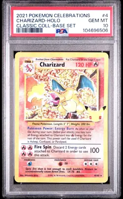 2021 POKEMON CELEBRATIONS CLASSIC COLL #4 CHARIZARD-HOLO PSA 10 - Image 1