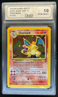 2000 Pokemon Set 2 Charizard Holo #4/130 PSA 10 - Image 1
