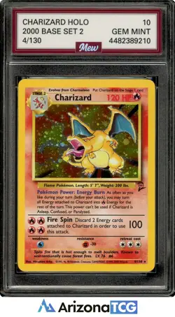 Pokemon 2000 Charizard 4/130 Holo Base Set 2 GEM MINT Mew 10 - Image 1