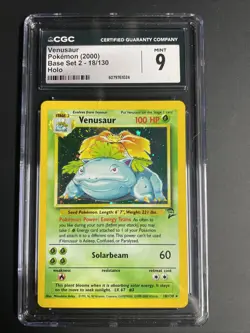 CGC 9 MINT Venusaur 2000 Base Set 2 18/130 Holo Pokemon Card - Image 1