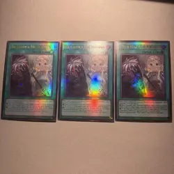 Yu-Gi-Oh! 3x The Fallen & The Virtuous Playset CH01-EN019 Ultra Rare 1st Ed NM - Image 1