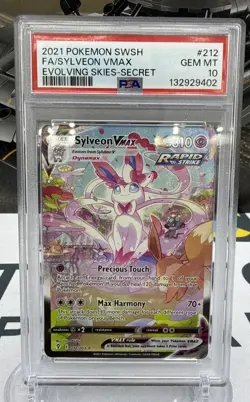 Pokemon TCG Sylveon VMAX 212/203 Evolving Skies Secret Rare Card PSA 10 - Image 1
