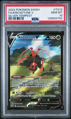 2022 POKEMON SWORD & SHIELD SILVER TEMPEST #TG12 FULL ART/KRICKETUNE V PSA 10 - Image 1