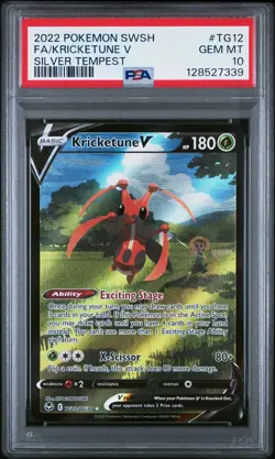 2022 POKEMON SWORD & SHIELD SILVER TEMPEST #TG12 FULL ART/KRICKETUNE V PSA 10 - Image 1