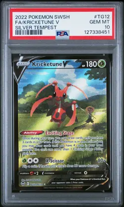 2022 POKEMON SWORD & SHIELD SILVER TEMPEST #TG12 FULL ART/KRICKETUNE V PSA 10 - Image 1