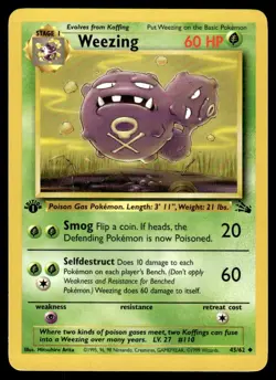 Pokemon TCG Fossil 1st Edition #45/62 Weezing LP+ - Image 1