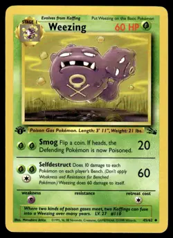 Pokemon TCG Fossil 1st Edition #45/62 Weezing LP+ - Image 1