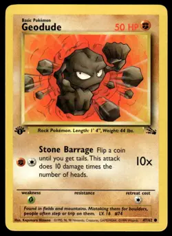 Pokemon TCG Fossil 1st Edition #47/62 Geodude LP+ - Image 1