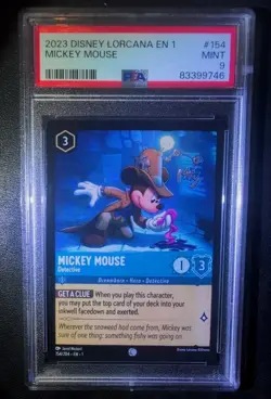 🪄 😳 Mickey Mouse 🔥 2023 Disney Lorcana EN 1 First Chapter #154 PSA 9 MINT 🐭✨ - Image 1