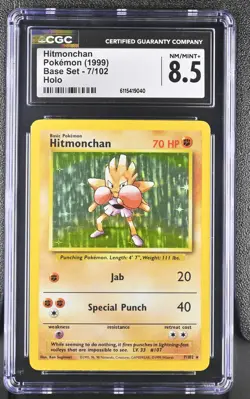 CGC 8.5 Hitmonchan 1999 Base Set 7/102 Holo Pokemon Card - Image 1