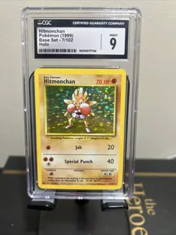 Hitmonchan 1999 Base Set 7/102 Holo Pokemon CGC 9 MINT - Image 1
