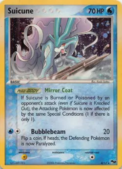 Suicune 4/17 Pop Series 2 Rare Holofoil Pokemon Card 2006 Vintage MP WOTC Era - Image 1