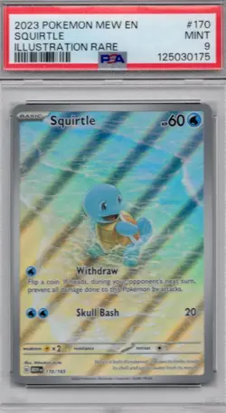 2023 POKEMON MEW EN 151 ILLUSTRATION RARE #170 SQUIRTLE PSA 9 MINT - Image 1