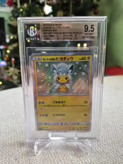 Pokemon Poncho Wearing Pikachu Alolan Vulpix JPN Promo 037/SM-P BGS 9.5 PSA 10 U - Image 1