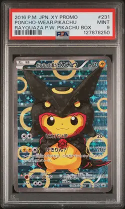 2016 POKEMON JPN XY PROMO #231 PONCHO-WEARING PIKACHU PSA 9 - Image 1