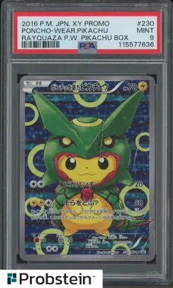 2016 Pokemon JPN XY Promo Rayquaza #230 Poncho-Wearing Pikachu PSA 9 MINT - Image 1
