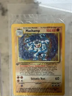 1999 Machamp Base Set 1st Edition 8/102 Holo Rare SEALED Pokemon Card WOTC - Image 2