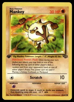 Pokemon TCG Jungle 1st Edition #55/64 Mankey LP+ - Image 1