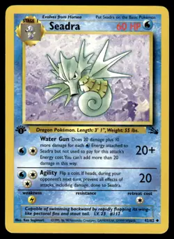 Pokemon TCG Fossil 1st Edition #42/62 Seadra LP+ - Image 1