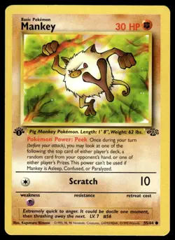 Pokemon TCG Jungle 1st Edition #55/64 Mankey LP+ - Image 1