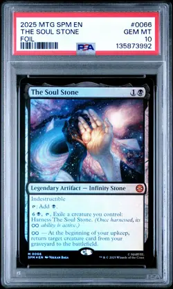 2025 MAGIC: THE GATHERING MARVEL'S SPIDER-MAN FOIL #0066 THE SOUL STONE PSA 10 - Image 1