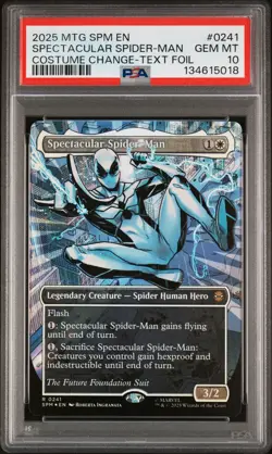 2025 MAGIC THE GATHERING MARVEL'S SPIDER-MAN #0241 SPECTACULAR SPIDER-MAN PSA 10 - Image 1