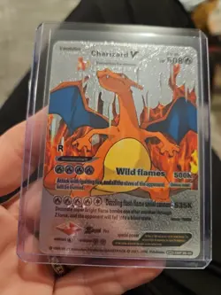 Charizard V Silver Foil Fan Art Vinyl Premium Collector Pokemon Display LV91 - Image 1